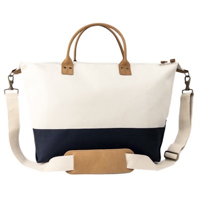 Blank Premium Weekender Heavy Duty Canvas Travel Duffel Bag | Leather Brass Black (20x14x10)